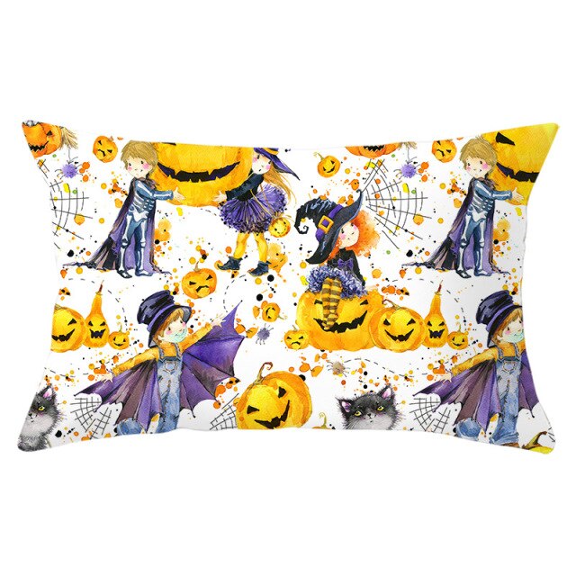 Decorative Halloween Pumpkin Wreath Cushion Cover