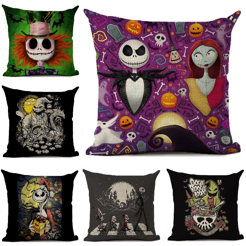 Skull Jack Cartoon Printed Cushion Cover