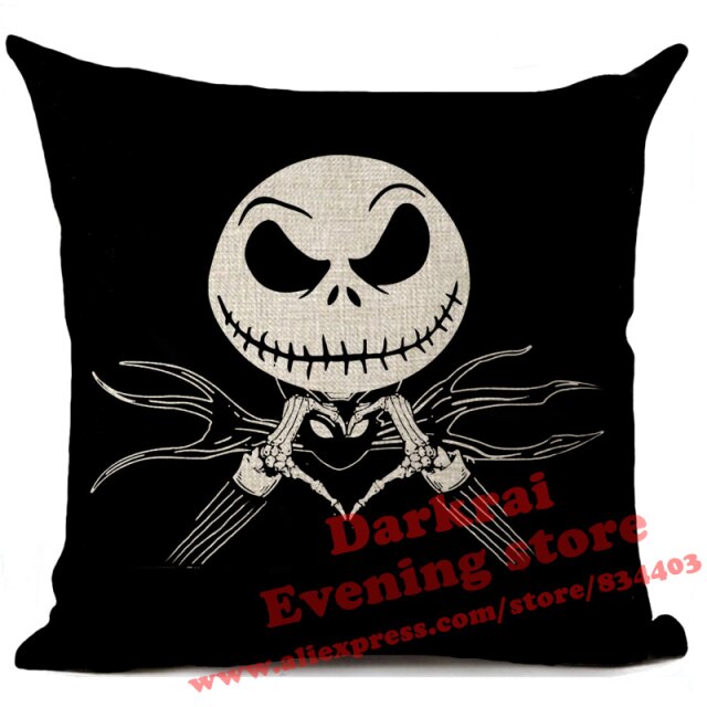 Skull Jack Cartoon Printed Cushion Cover
