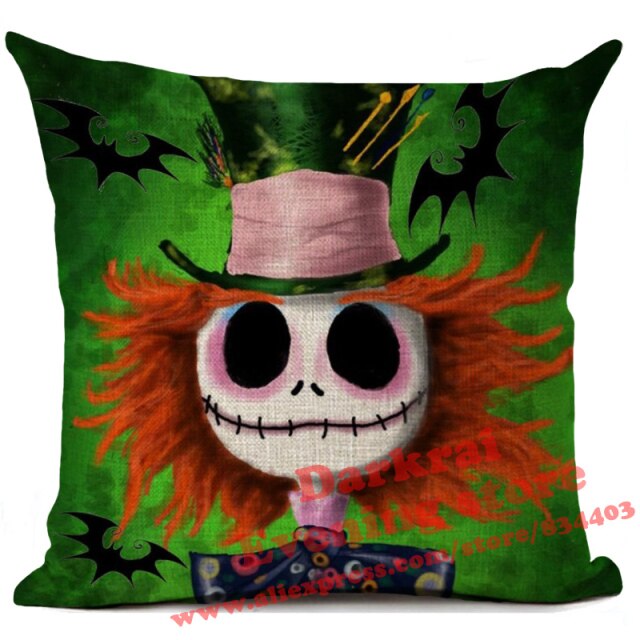 Skull Jack Cartoon Printed Cushion Cover