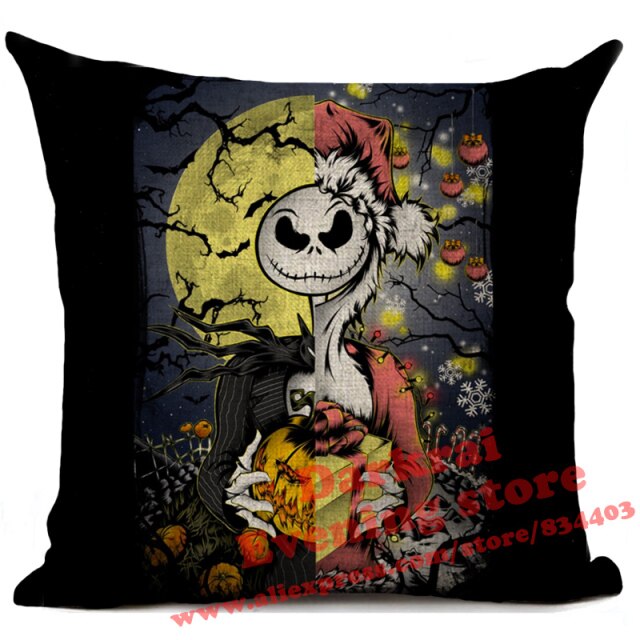 Skull Jack Cartoon Printed Cushion Cover