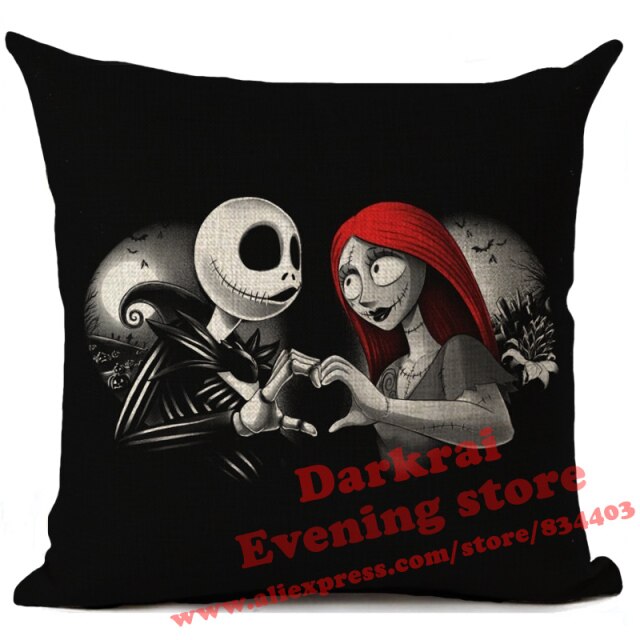 Skull Jack Cartoon Printed Cushion Cover