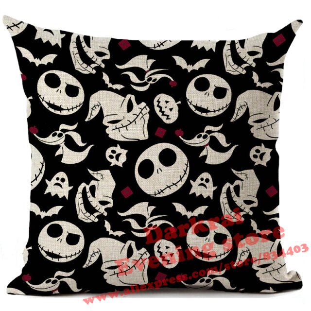 Skull Jack Cartoon Printed Cushion Cover