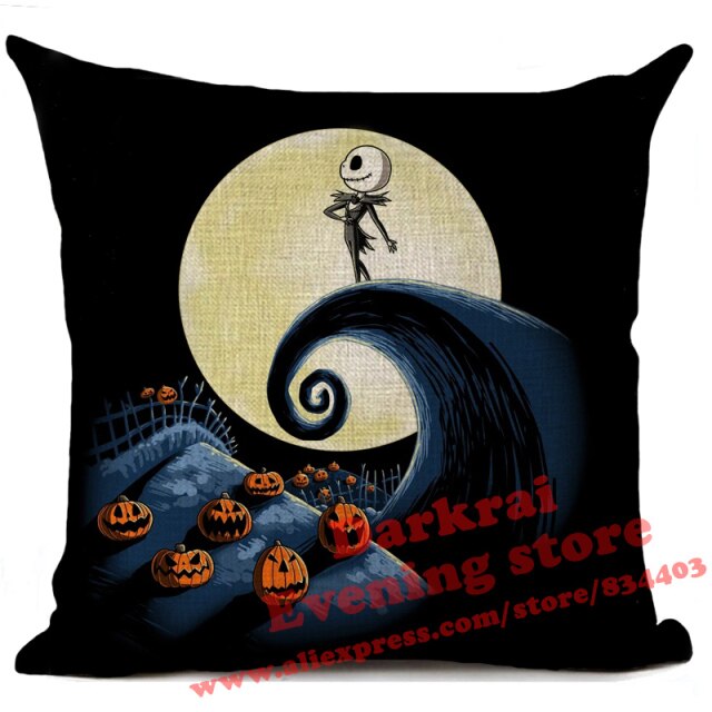 Skull Jack Cartoon Printed Cushion Cover