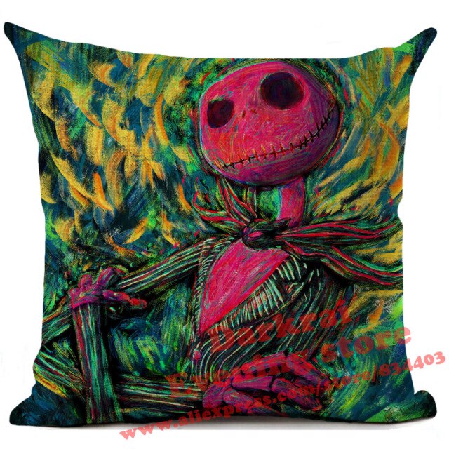 Skull Jack Cartoon Printed Cushion Cover