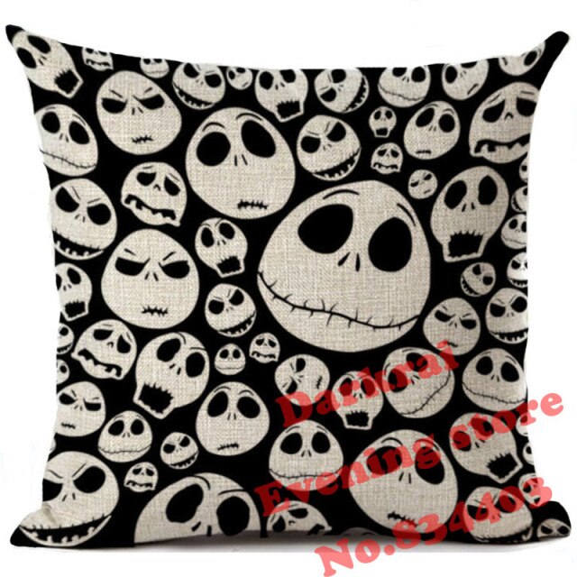 Skull Jack Cartoon Printed Cushion Cover