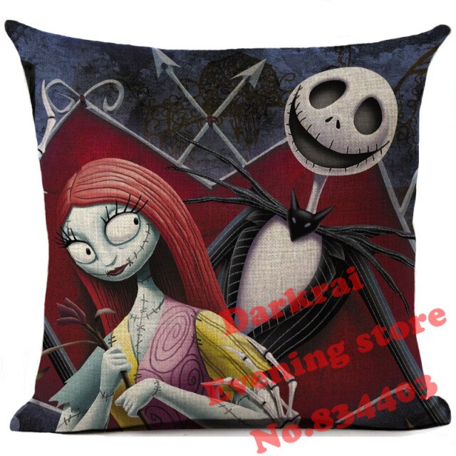 Skull Jack Cartoon Printed Cushion Cover