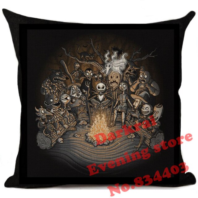 Skull Jack Cartoon Printed Cushion Cover