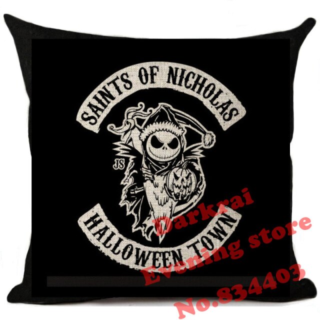 Skull Jack Cartoon Printed Cushion Cover