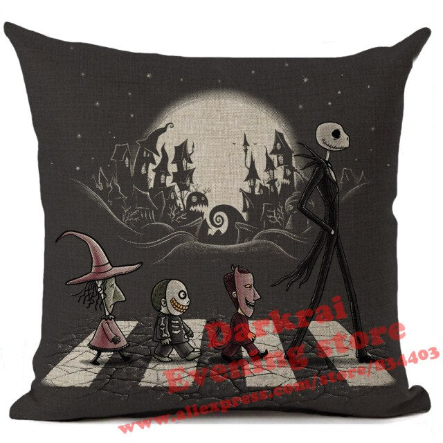 Skull Jack Cartoon Printed Cushion Cover