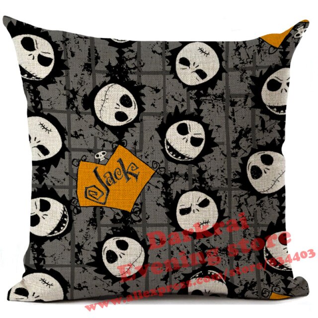 Skull Jack Cartoon Printed Cushion Cover