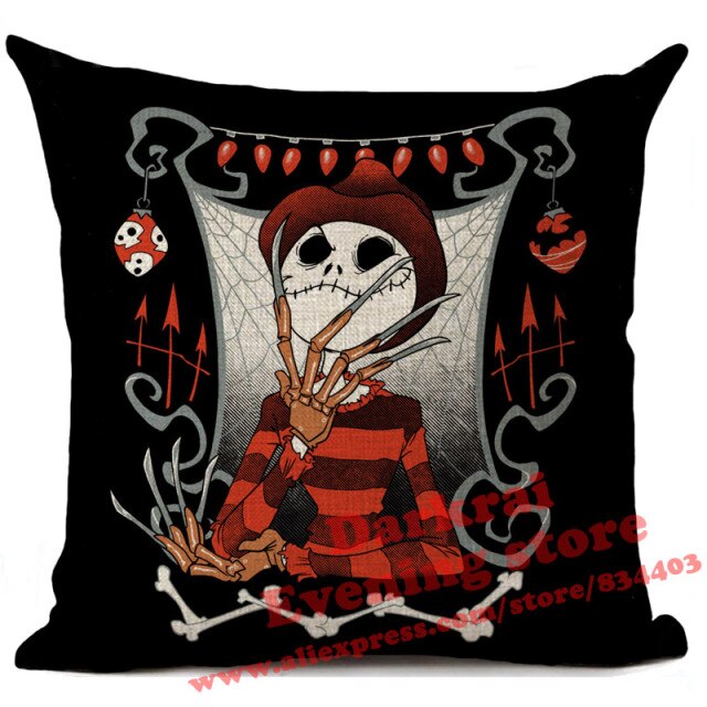 Skull Jack Cartoon Printed Cushion Cover