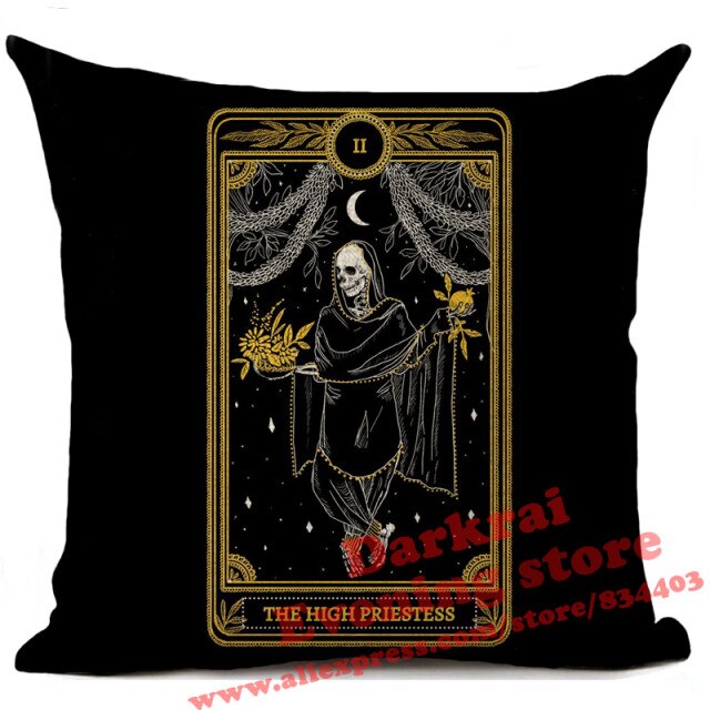 Witchcraft Tarot Style Cushion Cover Horror Pattern