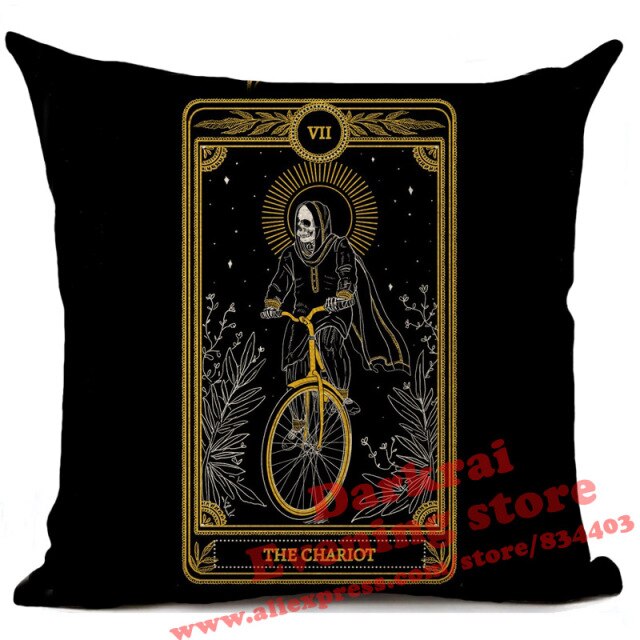 Witchcraft Tarot Style Cushion Cover Horror Pattern