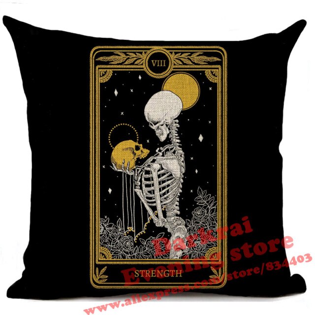 Witchcraft Tarot Style Cushion Cover Horror Pattern