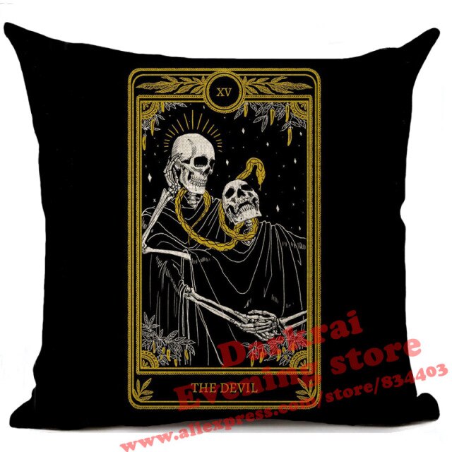 Witchcraft Tarot Style Cushion Cover Horror Pattern