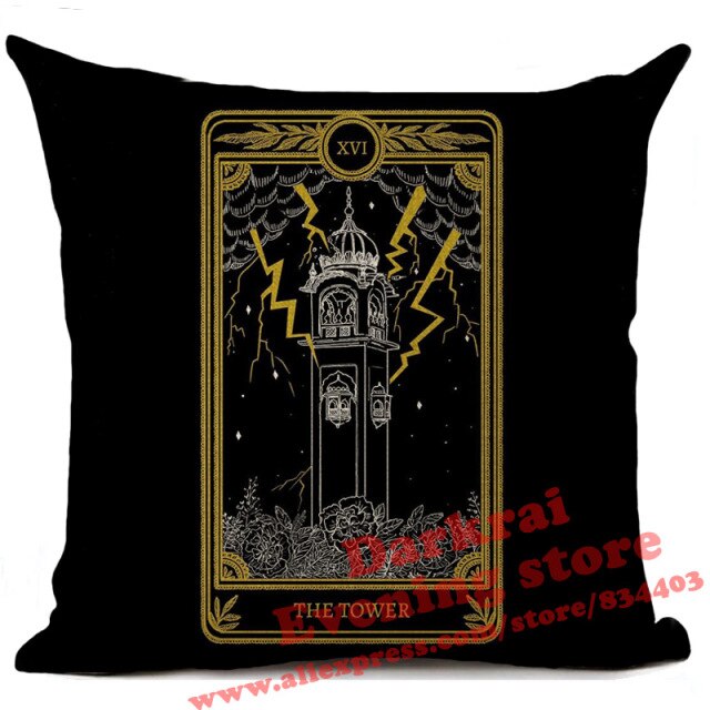 Witchcraft Tarot Style Cushion Cover Horror Pattern