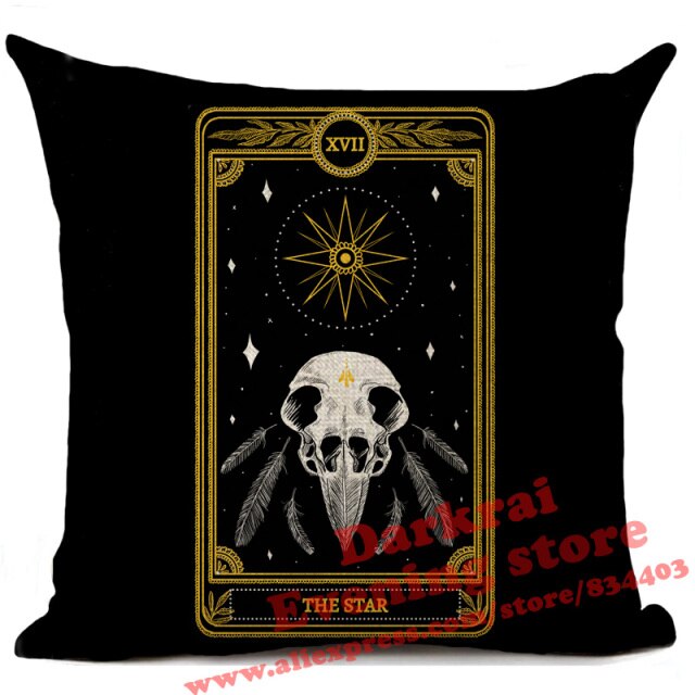 Witchcraft Tarot Style Cushion Cover Horror Pattern
