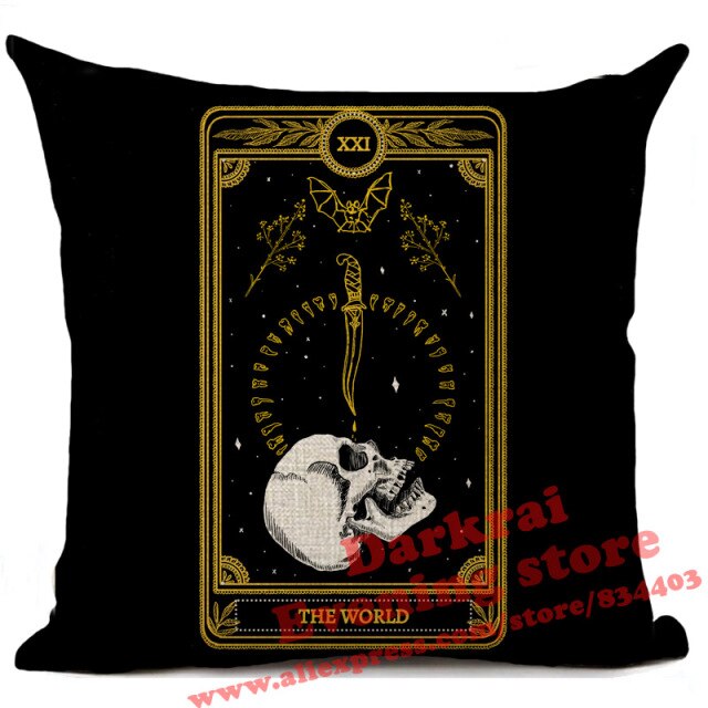 Witchcraft Tarot Style Cushion Cover Horror Pattern