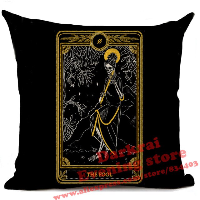 Witchcraft Tarot Style Cushion Cover Horror Pattern