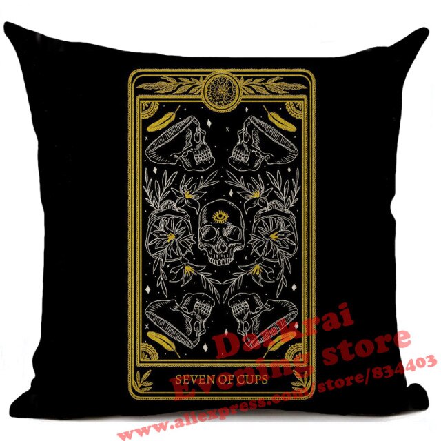 Witchcraft Tarot Style Cushion Cover Horror Pattern