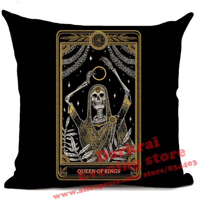 Witchcraft Tarot Style Cushion Cover Horror Pattern