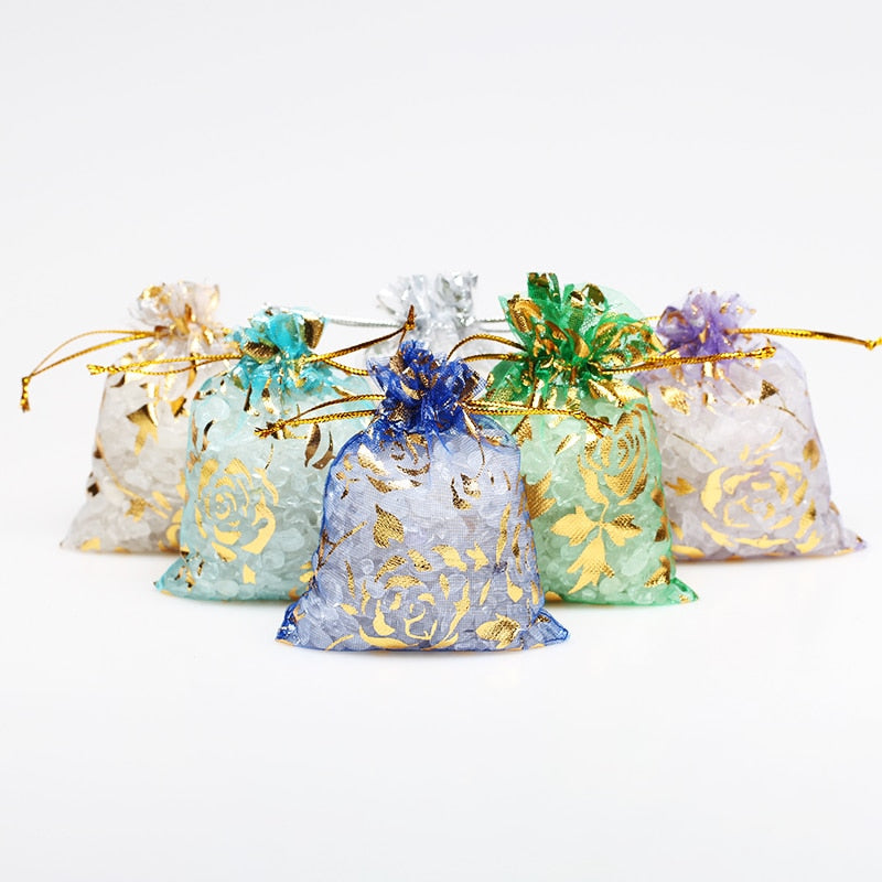 Rose Design Organza Bags Christmas Halloween