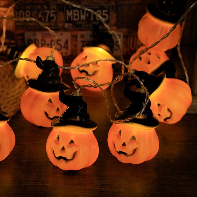 LED Halloween Pumpkin Spider Bat Skull String Lights