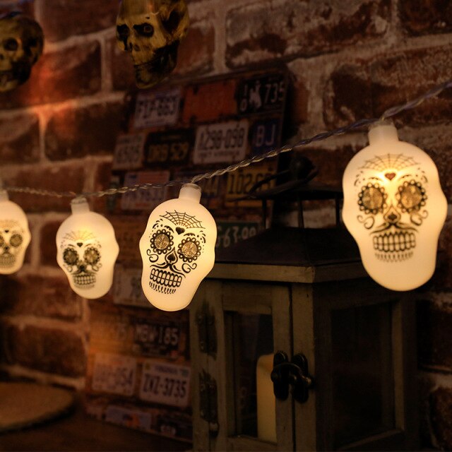 LED Halloween Pumpkin Spider Bat Skull String Lights