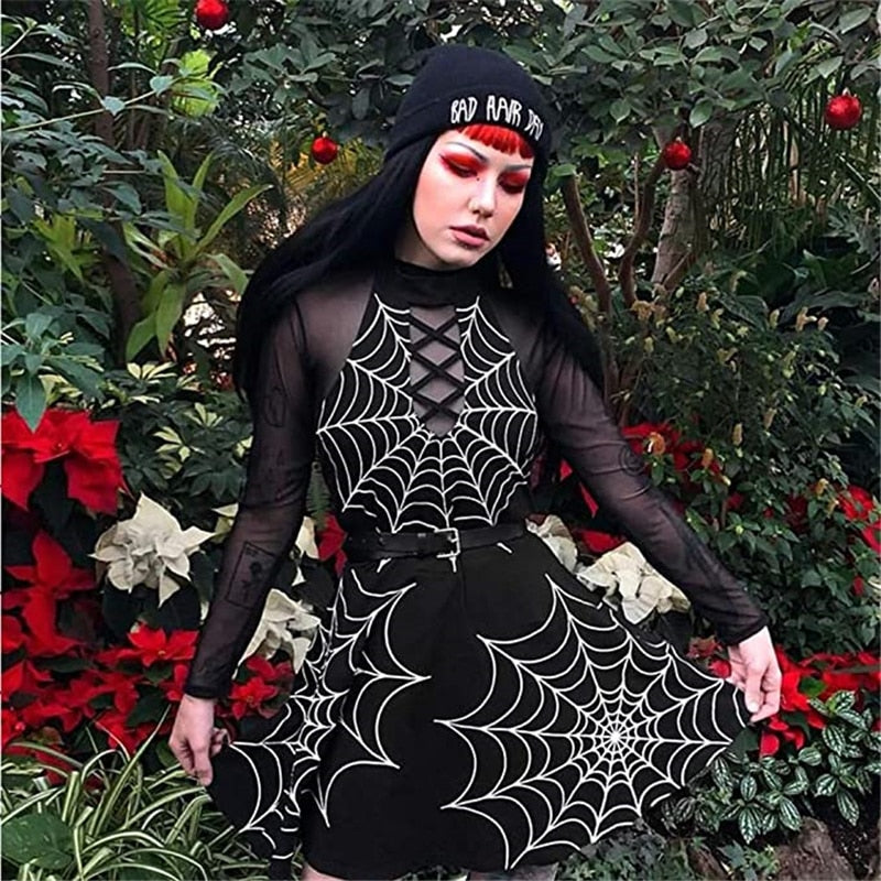 Black Slim High Waist Halter Lace-up Mini Dress