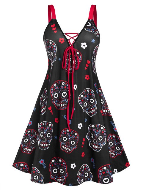 Lace Up Sleeveless Gothic Dress For Halloween