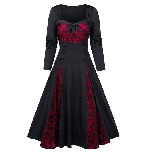 Gothic Skull Lace Vintage Halloween Dress