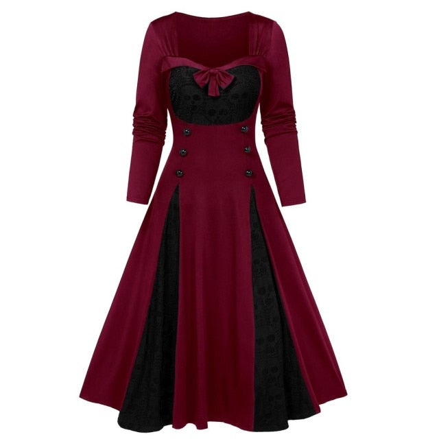 Gothic Skull Lace Vintage Halloween Dress