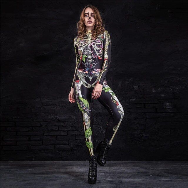 Scary Costume Jumpsuit for Women Skeleton Bodysuit