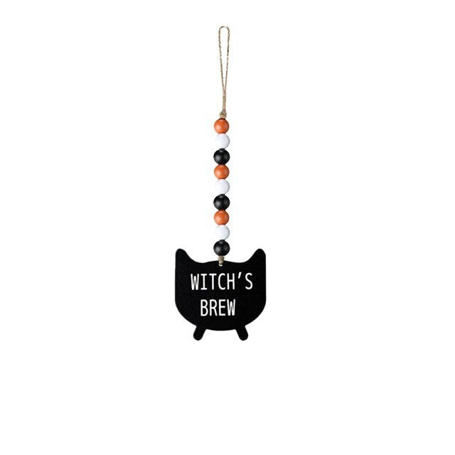Wooden Bead Wood Chip Pendant Halloween Party Decor