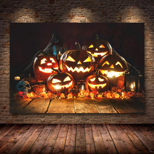 Pumpkin Halloween Canvas Painting Modern Festival Art