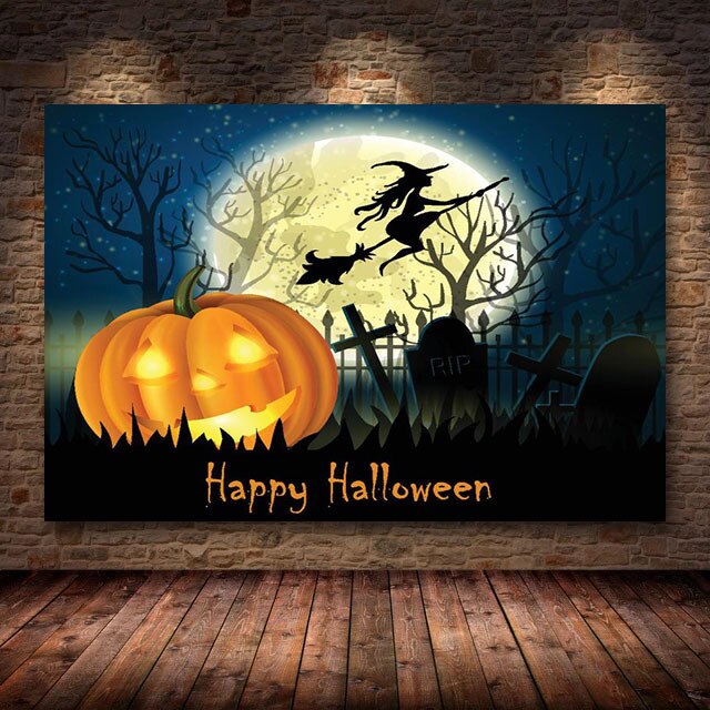 Pumpkin Halloween Canvas Painting Modern Festival Art