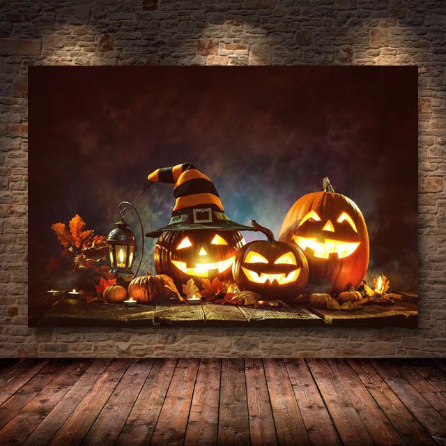 Pumpkin Halloween Canvas Painting Modern Festival Art
