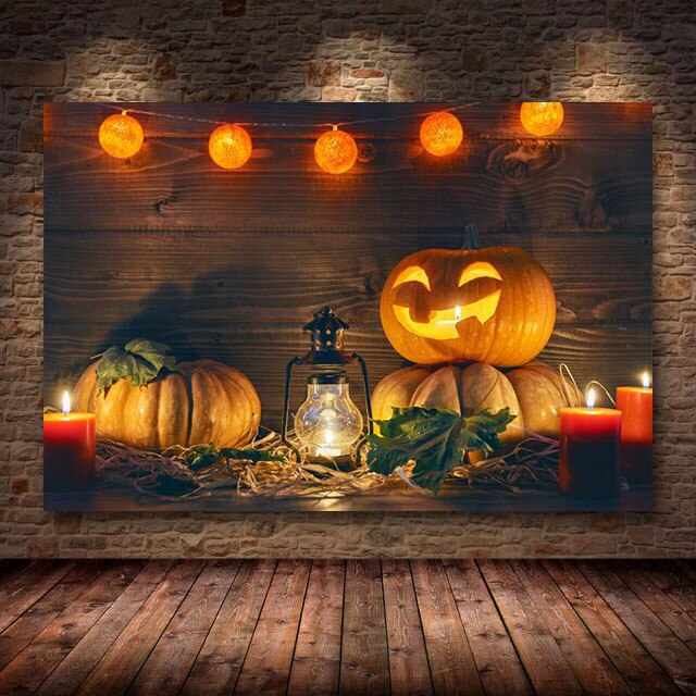 Pumpkin Halloween Canvas Painting Modern Festival Art