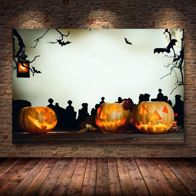 Pumpkin Halloween Canvas Painting Modern Festival Art