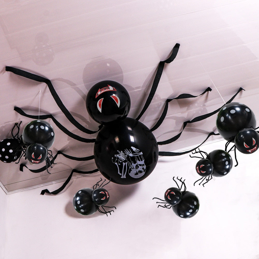 Party Decoration Set Black White Spider Balloon