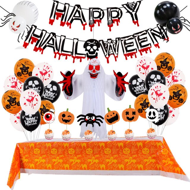 Balloon Set Blood Color Banner Paper Honeycomb