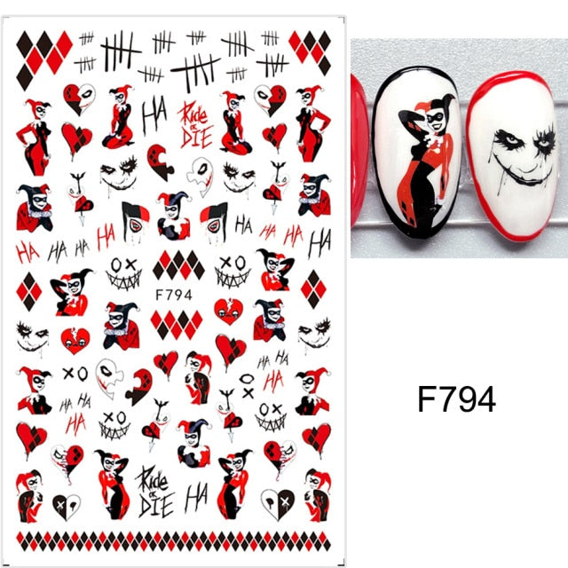 Black Scary Nail Art Sticker For Halloween