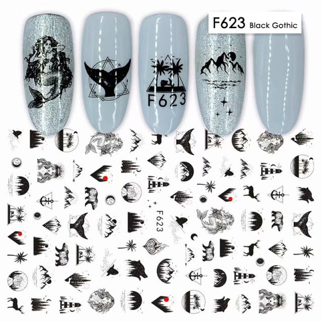 Black Scary Nail Art Sticker For Halloween
