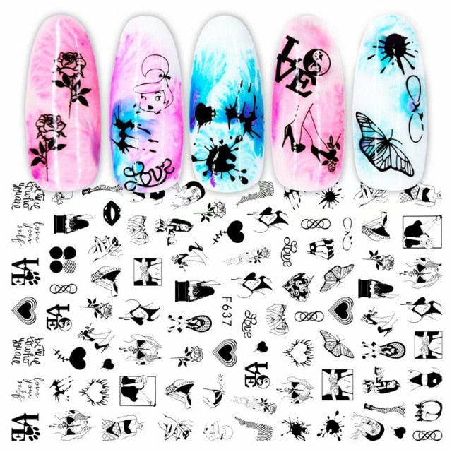 Black Scary Nail Art Sticker For Halloween