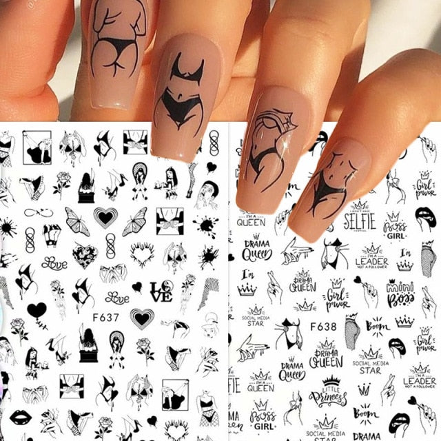Black Scary Nail Art Sticker For Halloween