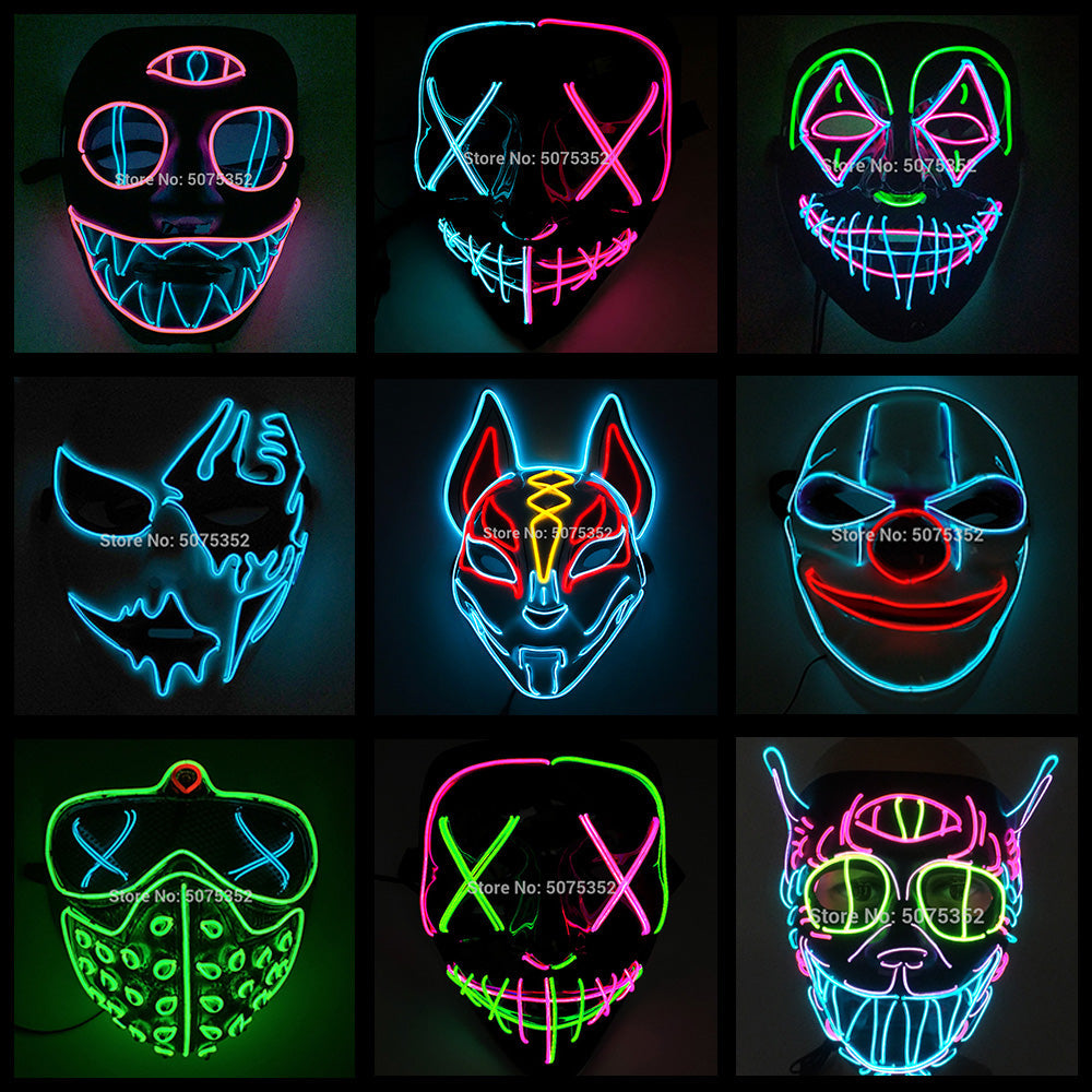 Fashion LED Mask Luminous Glowing Halloween Cosplay