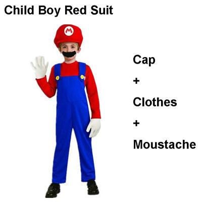 Super Mario Adults and Kids Mario Family Bros Cosplay Costume Set