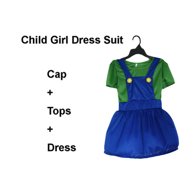 Super Mario Adults and Kids Mario Family Bros Cosplay Costume Set