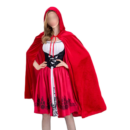 Little Red Riding Hood Halloween Costume with Hooded Cape